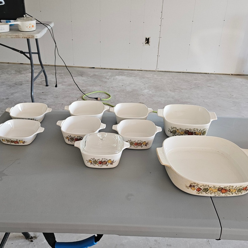 Vintage Corning Ware Spice of Life 8 Piece Casserole Dish Set Pyroceram A-22-B